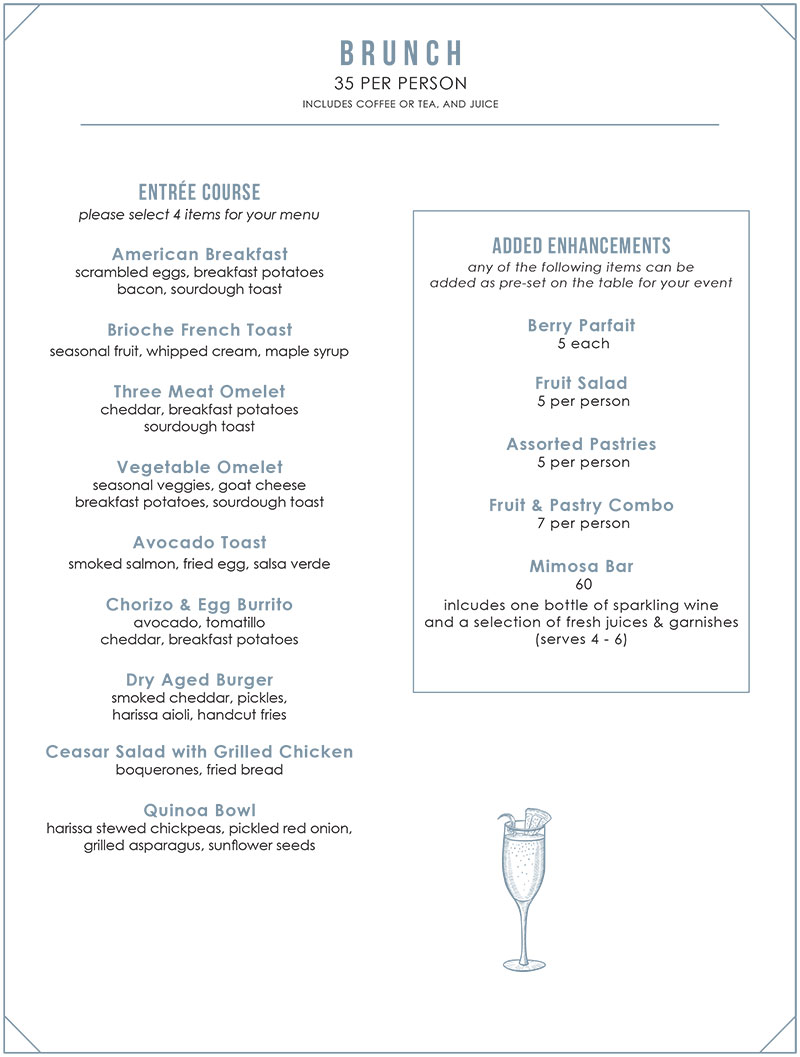 Marlowe private dining information and sample menus
