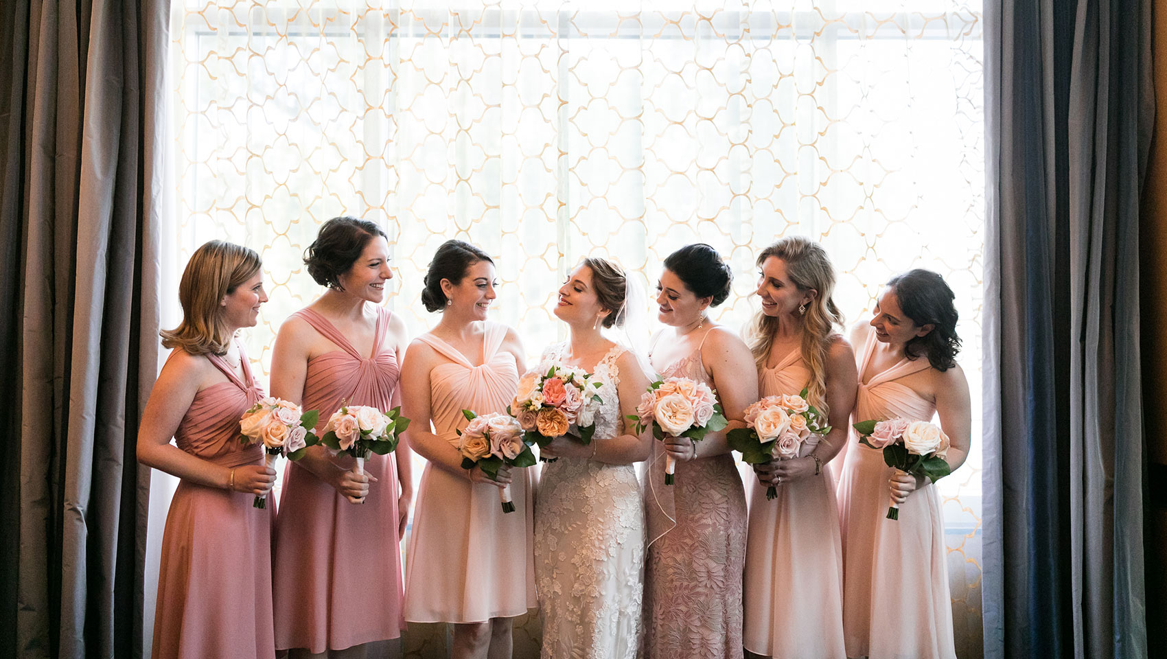 Bride with bridesmaids