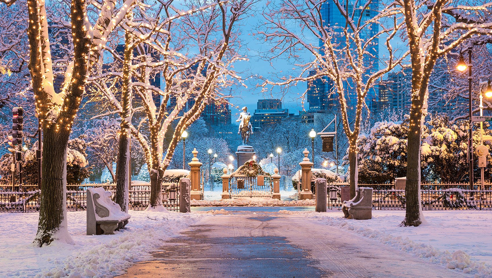 downtown Cambridge in winter