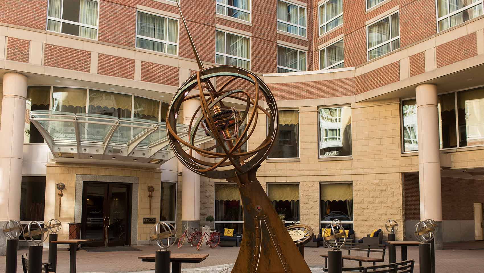 kimpton Marlowe hotel armillary lit up for wedding