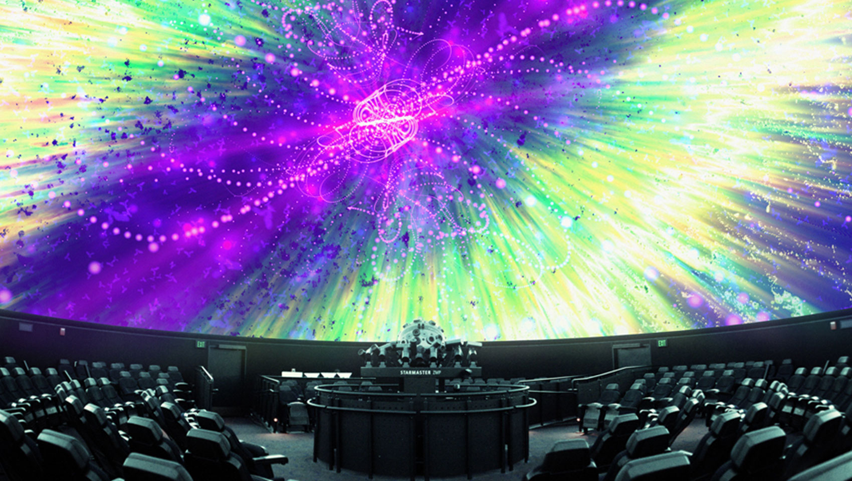 Museum of Science Light Show in planetarium dome projecting colorful lights