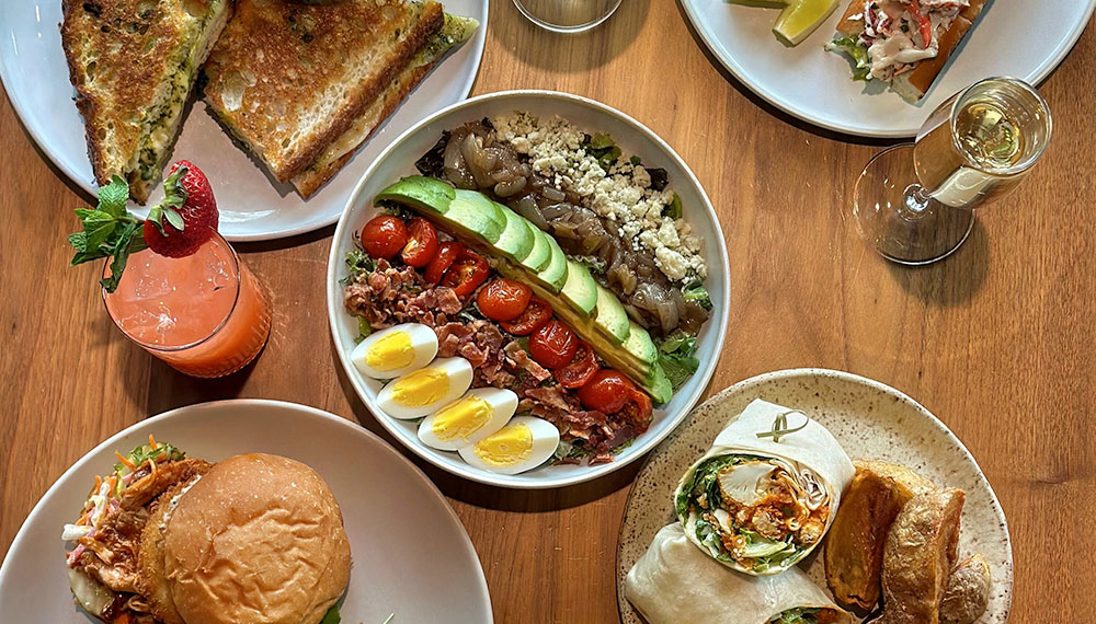 overhead photo of food dishes