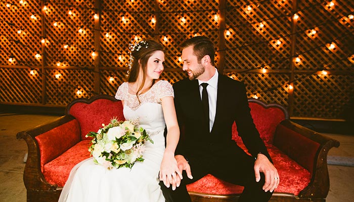 bride and groom at kimpton Marlowe hotel