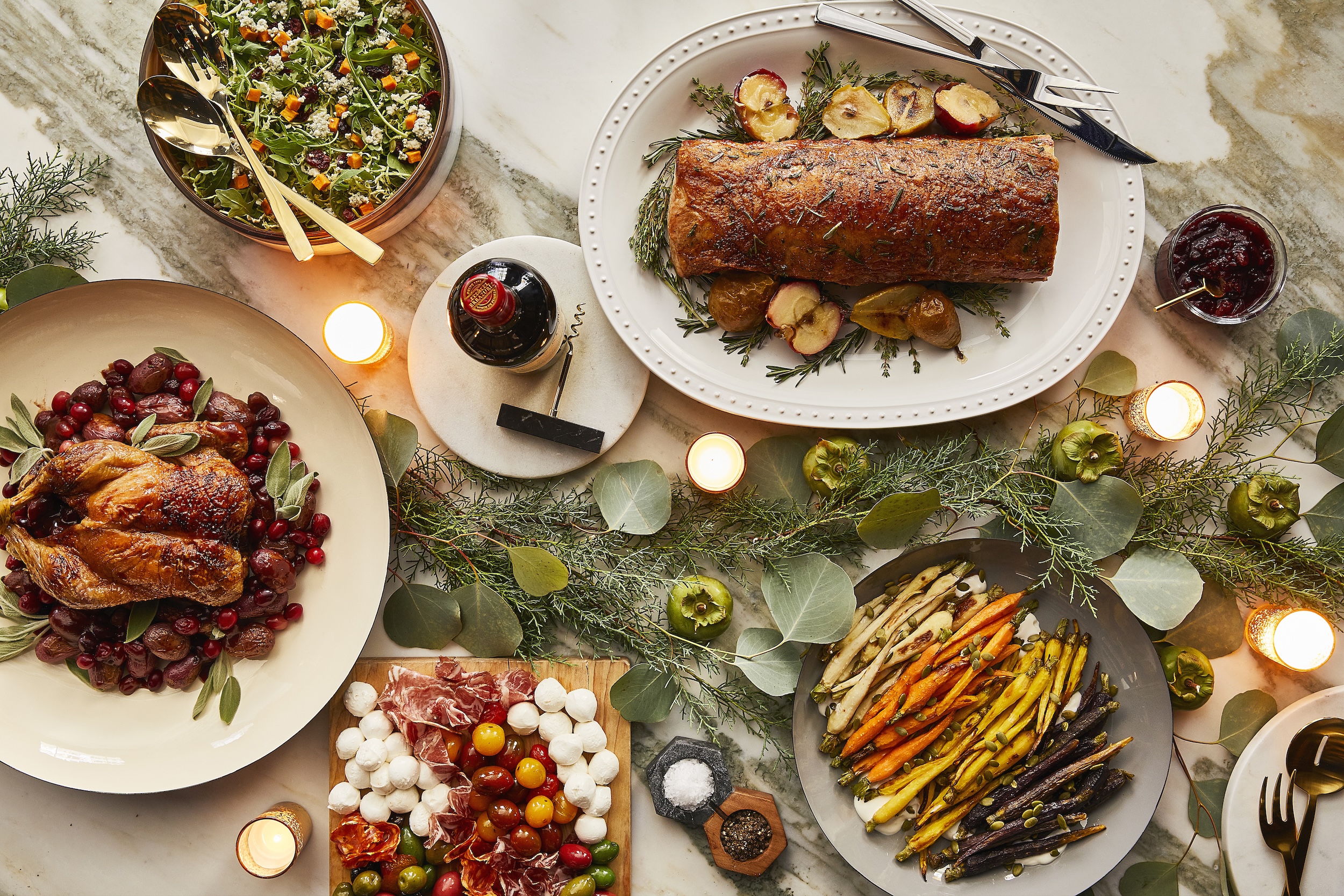 Holiday meal on table