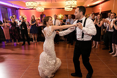 Wedding couple dancing together