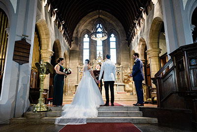 Wedding couple in church