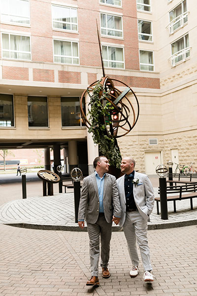 Grooms in Kimpton Marlowe Hotel Courtyard