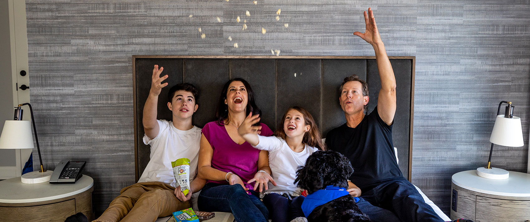 Family on bed