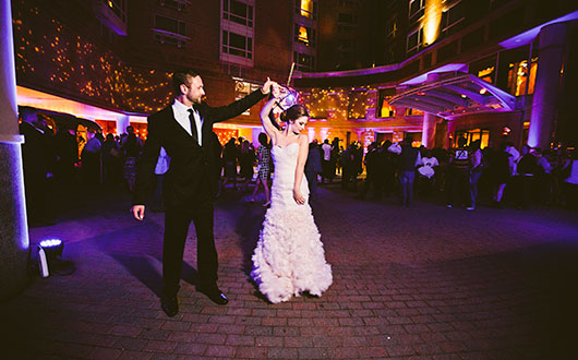 bride and groom dancing
